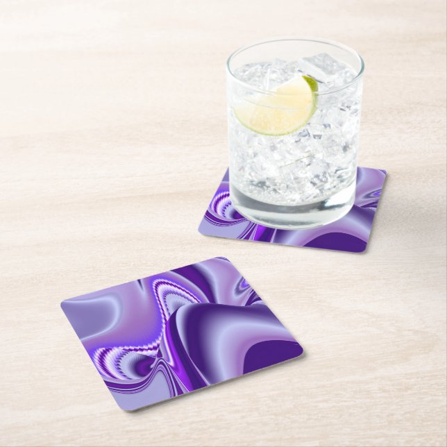 Purple Flower Rainbow Dreams Square Paper Coaster (Insitu)