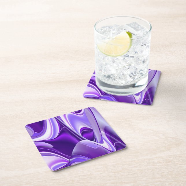 Purple Flower Rainbow Dreams Square Paper Coaster (Insitu)