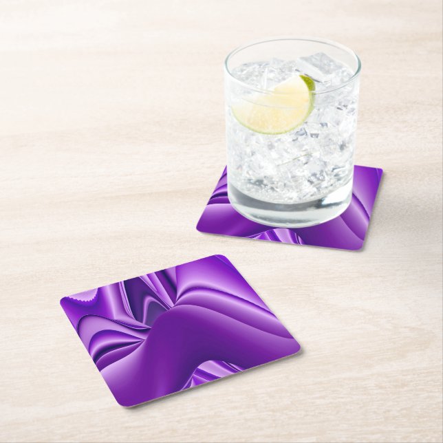 Purple Flower Rainbow Dreams Square Paper Coaster (Insitu)
