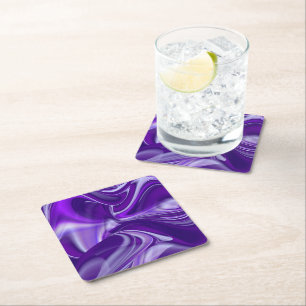 Purple Flower Rainbow Dreams Square Paper Coaster