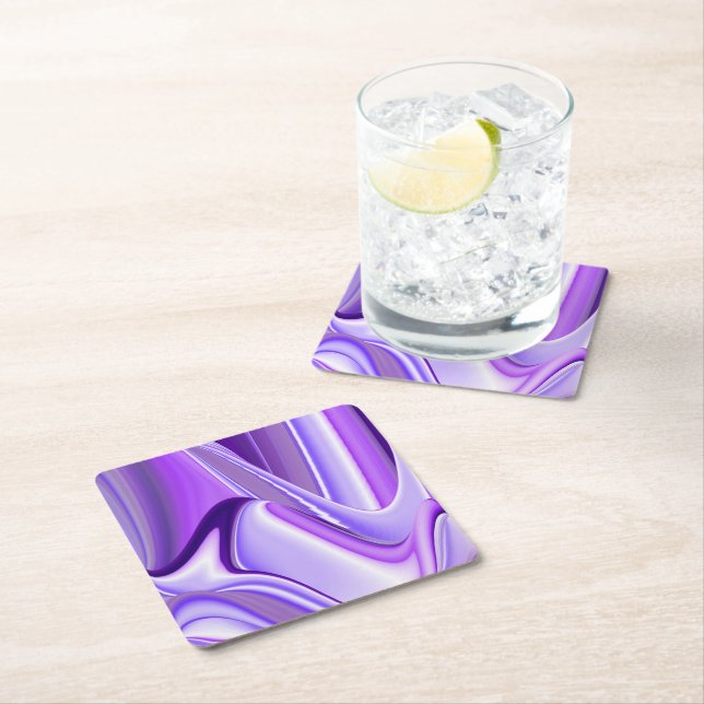 Purple Flower Rainbow Dreams Square Paper Coaster (Insitu)
