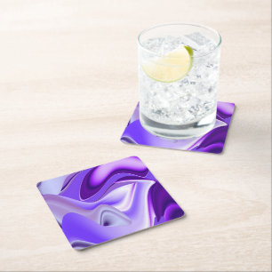 Purple Flower Rainbow Dreams Square Paper Coaster