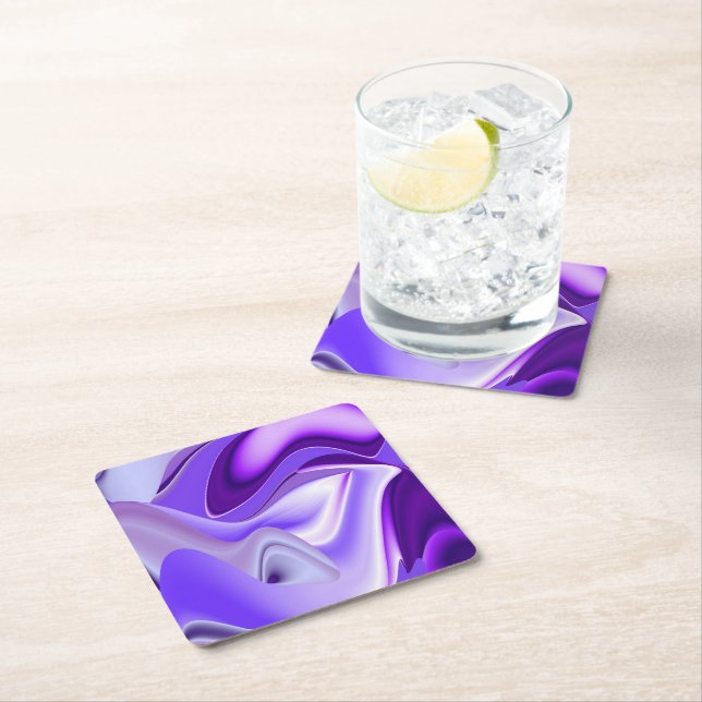 Purple Flower Rainbow Dreams Square Paper Coaster (Insitu)