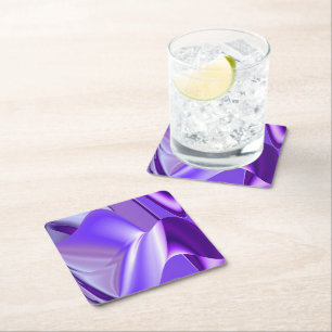 Purple Flower Rainbow Dreams Square Paper Coaster