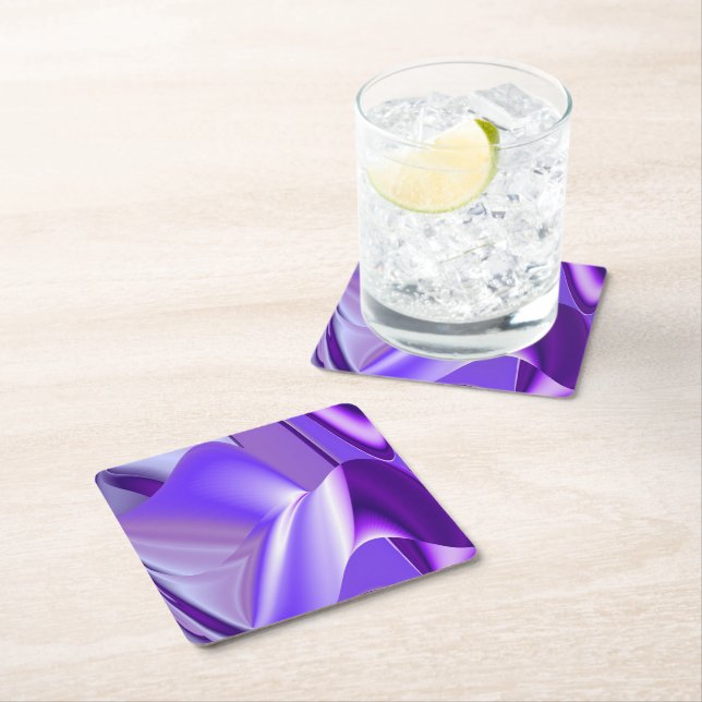 Purple Flower Rainbow Dreams Square Paper Coaster (Insitu)