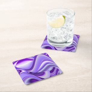 Purple Flower Rainbow Dreams Square Paper Coaster