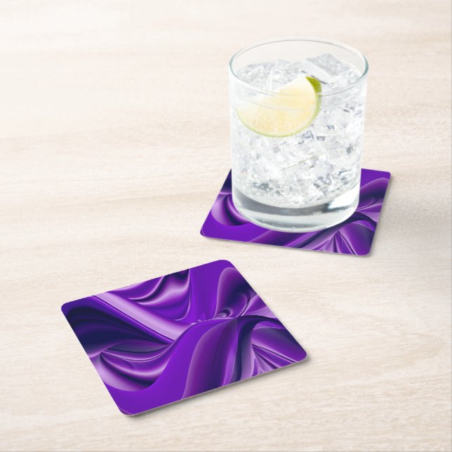 Purple Flower Rainbow Dreams Square Paper Coaster (Insitu)