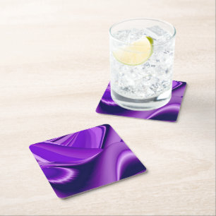 Purple Flower Rainbow Dreams Square Paper Coaster