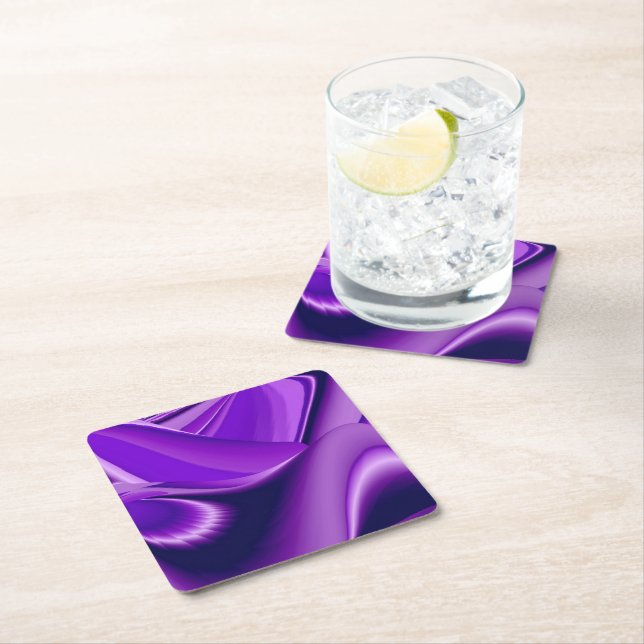 Purple Flower Rainbow Dreams Square Paper Coaster (Insitu)