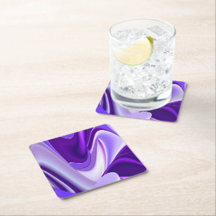 Purple Flower Rainbow Dreams Square Paper Coaster
