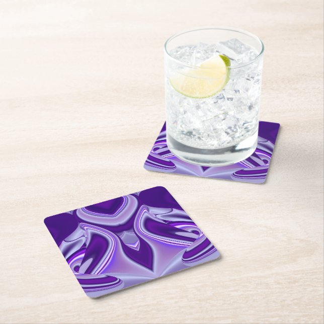 Purple Flower Rainbow Dreams Square Paper Coaster (Insitu)