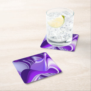 Purple Flower Rainbow Dreams Square Paper Coaster