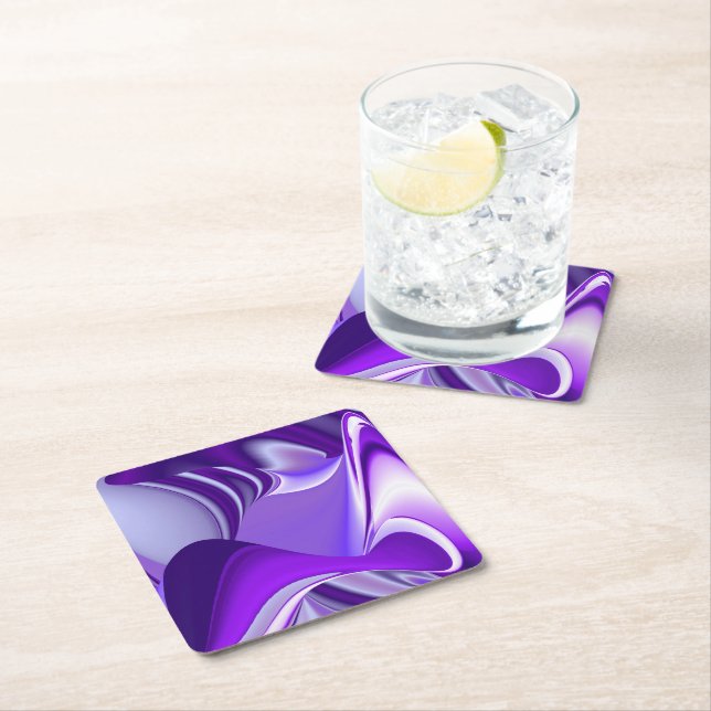 Purple Flower Rainbow Dreams Square Paper Coaster (Insitu)