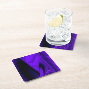 Purple Flower Rainbow Dreams Square Paper Coaster
