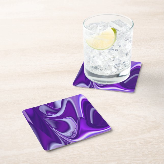 Purple Flower Rainbow Dreams Square Paper Coaster (Insitu)