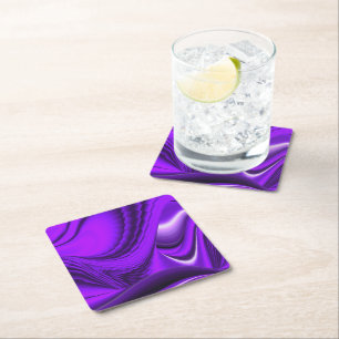 Purple Flower Rainbow Dreams Square Paper Coaster