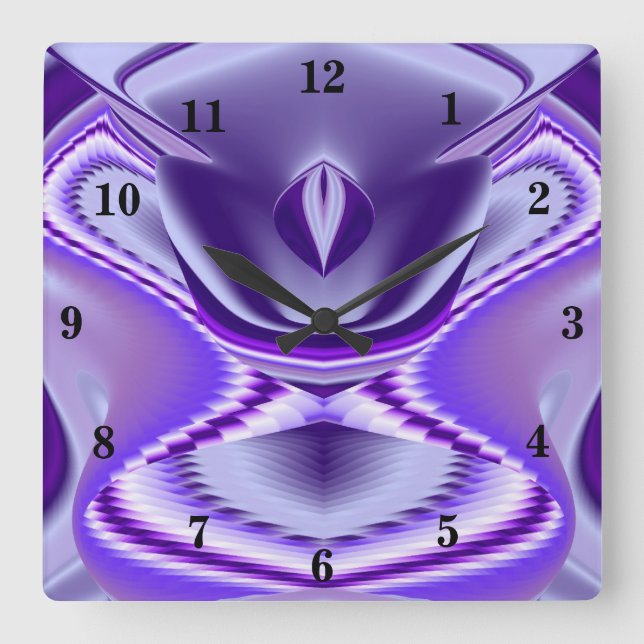 Purple Flower Rainbow Dreams Square Wall Clock (Front)