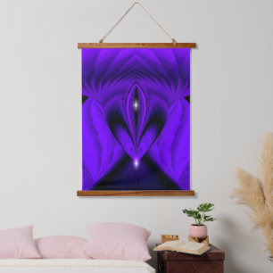 Purple Flower Rainbow Dreams, Two Stars Hanging Tapestry