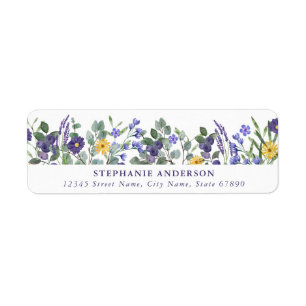 Purple Flower Return Address Labels