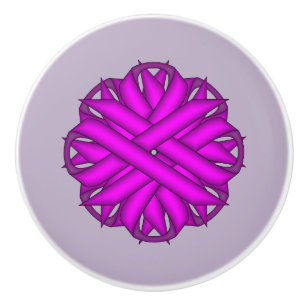 Purple Flower Ribbon by Kenneth Yoncich Ceramic Knob