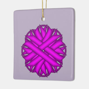 Purple Flower Ribbon by Kenneth Yoncich Ceramic Ornament