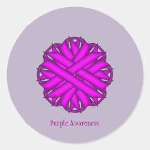 Purple Flower Ribbon by Kenneth Yoncich Classic Round Sticker