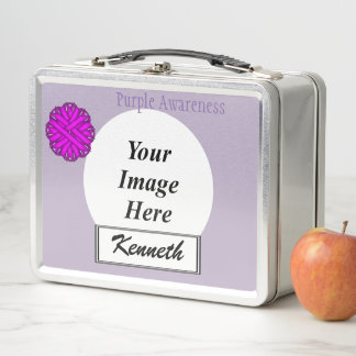 Purple Flower Ribbon by Kenneth Yoncich Metal Lunch Box