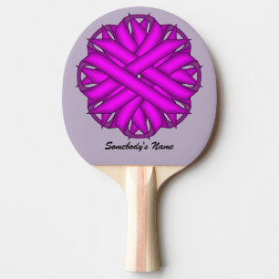 Purple Flower Ribbon by Kenneth Yoncich Ping Pong Paddle