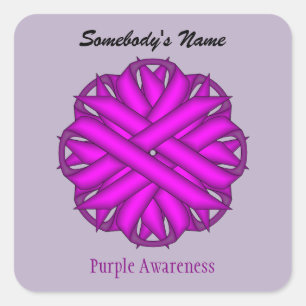 Purple Flower Ribbon by Kenneth Yoncich Square Sticker
