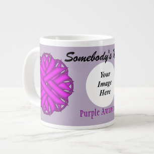 Purple Flower Ribbon Template by Kenneth Yoncich Large Coffee Mug