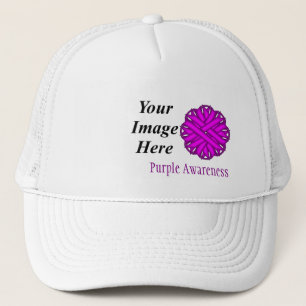 Purple Flower Ribbon Template by Kenneth Yoncich Trucker Hat