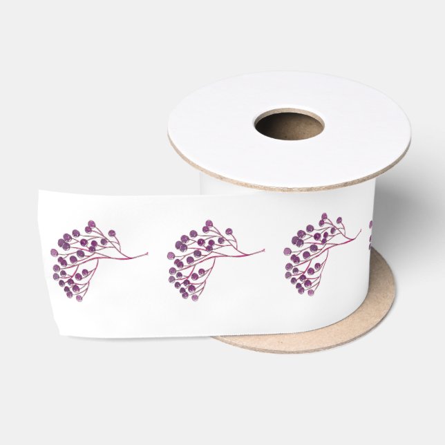 Purple Flower Satin Ribbon (Spool)