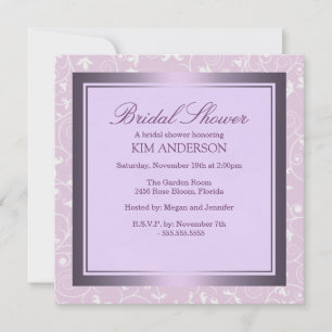 Purple Flower Swirl Bridal Shower Invitation