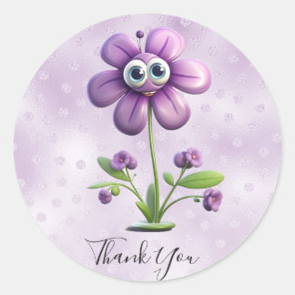 Purple Flower Thank You Sticker