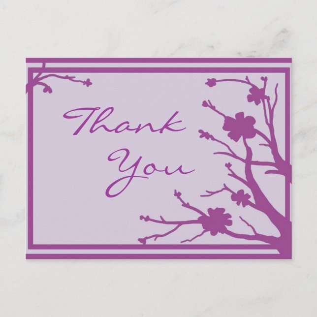 Purple flower theme custom thank you postcard (Front)