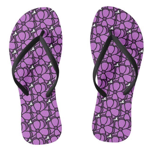 Purple Flower Thongs (Footbed)