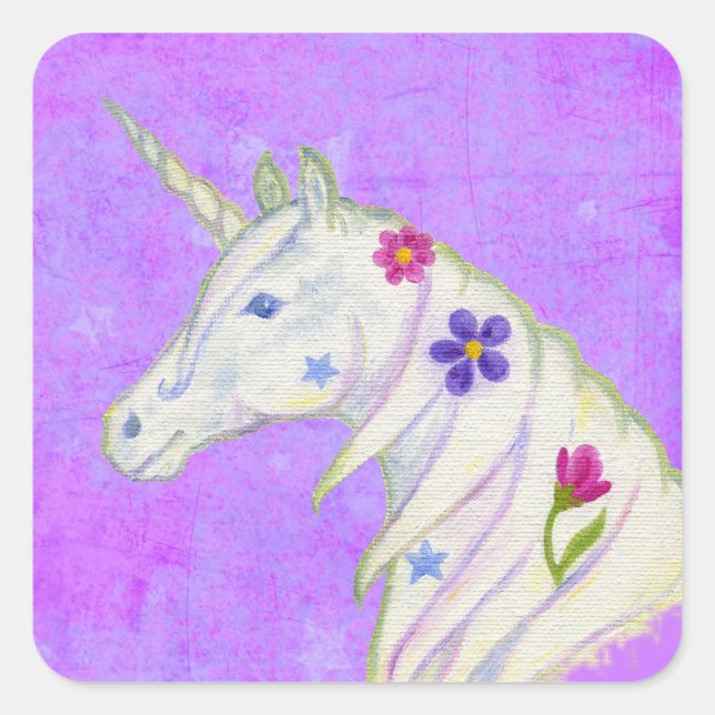 Purple Flower Unicorn sticker (Front)