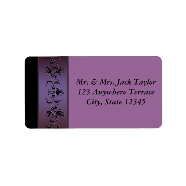 Purple Flower Vine Purple Address Label (Front)