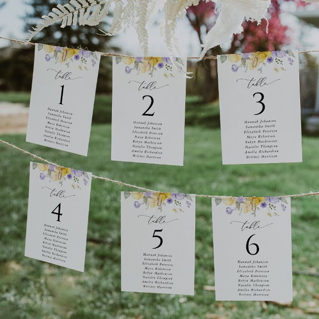 Purple Flower, Yellow Flower, Seating Chart Cards (Creator Uploaded)