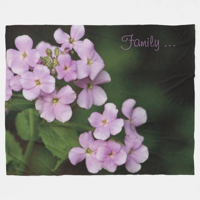 Purple Flowered Design Fleece Blanket (Front (Horizontal))