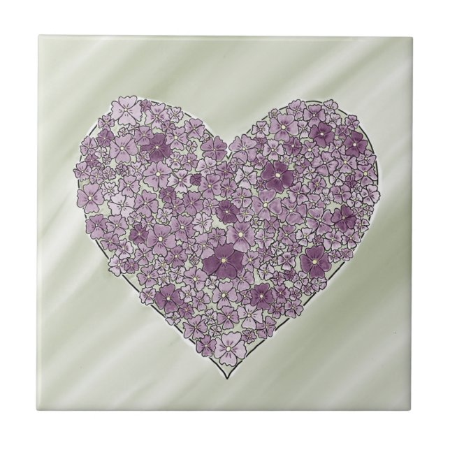 Purple flowered heart tile (Front)