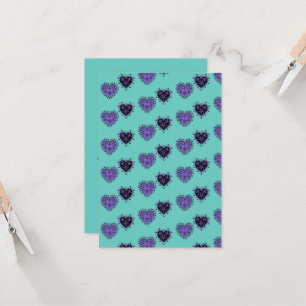 Purple Flowered Hearts Card