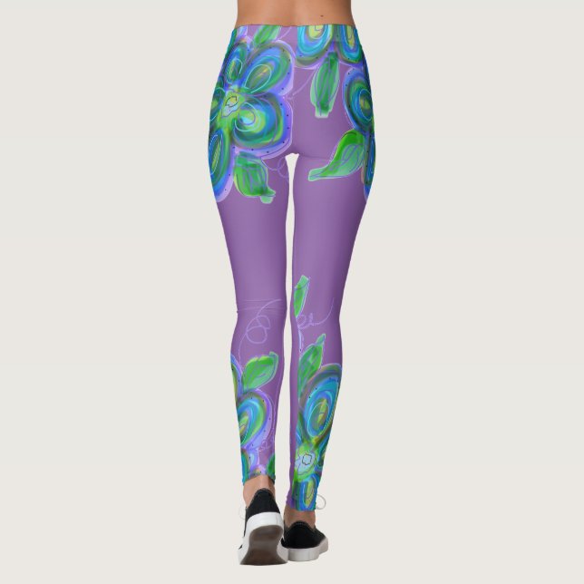 Purple Flowered Leggings (Back)