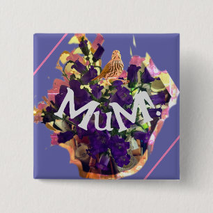 Purple Flowers 15 Cm Square Badge