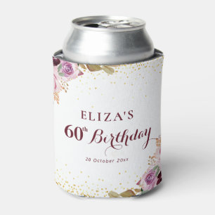 Purple flowers 60th birthday party can cooler