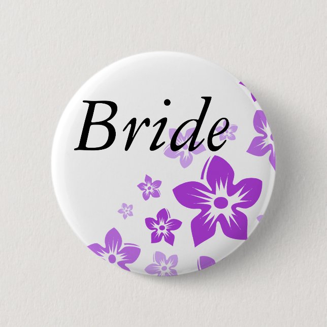 purple flowers 6 cm round badge (Front)