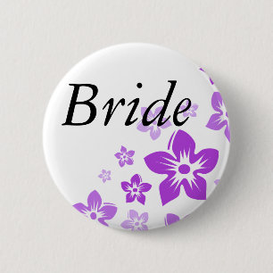 purple flowers 6 cm round badge