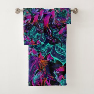 Purple Flowers - Abstract Art Flower Bath Towels