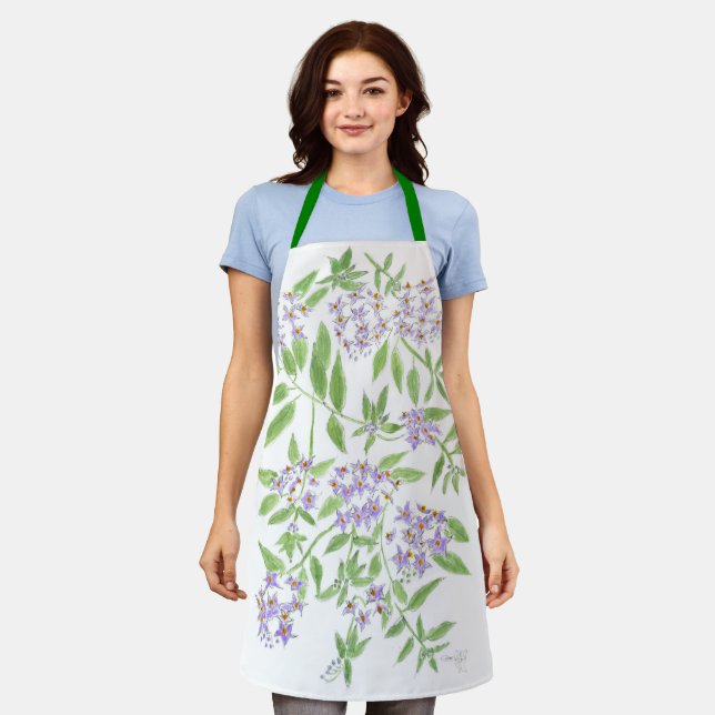 Purple flowers All-Over Print Apron (Worn)