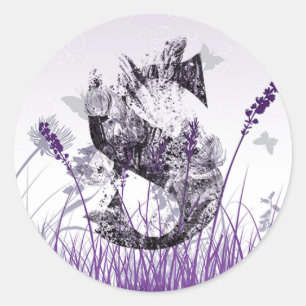 Purple Flowers Alphabet - Letter S Girls Name Classic Round Sticker